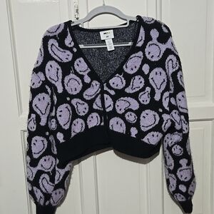 H&M Black and Purple Sweater Cardigan
